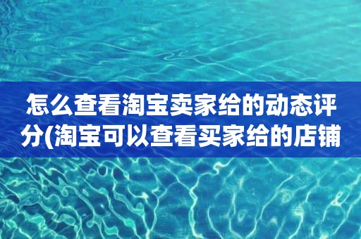 怎么查看淘宝卖家给的动态评分(淘宝可以查看买家给的店铺动态评分吗)