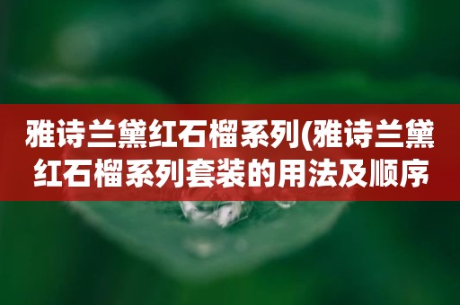 雅诗兰黛红石榴系列(雅诗兰黛红石榴系列套装的用法及顺序有没有谁了解)