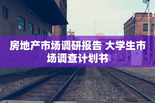 房地产市场调研报告 大学生市场调查计划书