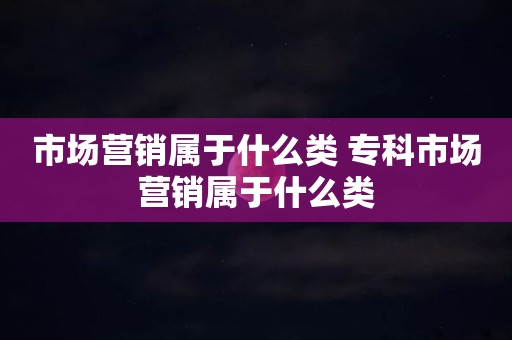 市场营销属于什么类 专科市场营销属于什么类