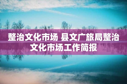 整治文化市场 县文广旅局整治文化市场工作简报