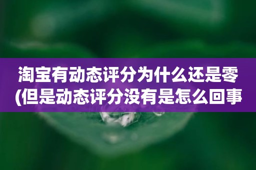 淘宝有动态评分为什么还是零(但是动态评分没有是怎么回事)