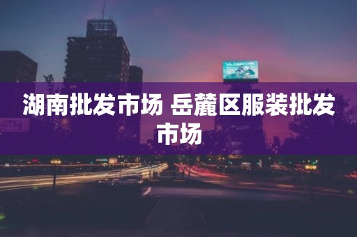 湖南批发市场 岳麓区服装批发市场