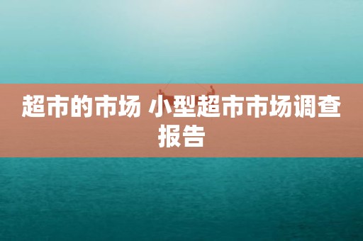 超市的市场 小型超市市场调查报告