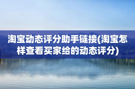 淘宝动态评分助手链接(淘宝怎样查看买家给的动态评分)