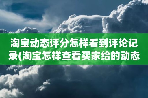 淘宝动态评分怎样看到评论记录(淘宝怎样查看买家给的动态评分)