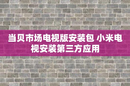 当贝市场电视版安装包 小米电视安装第三方应用