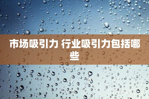 市场吸引力 行业吸引力包括哪些