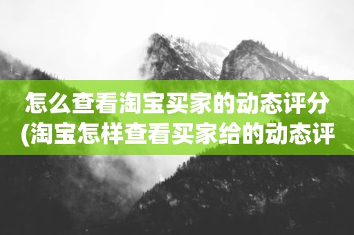 怎么查看淘宝买家的动态评分(淘宝怎样查看买家给的动态评分)