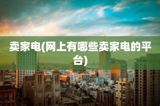 卖家电(网上有哪些卖家电的平台)