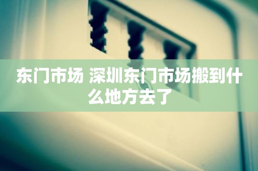 东门市场 深圳东门市场搬到什么地方去了