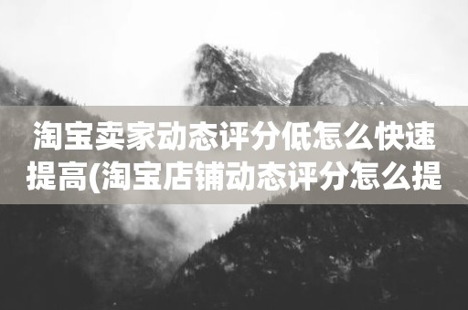 淘宝卖家动态评分低怎么快速提高(淘宝店铺动态评分怎么提高)
