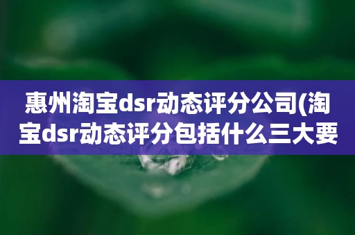 惠州淘宝dsr动态评分公司(淘宝dsr动态评分包括什么三大要素)