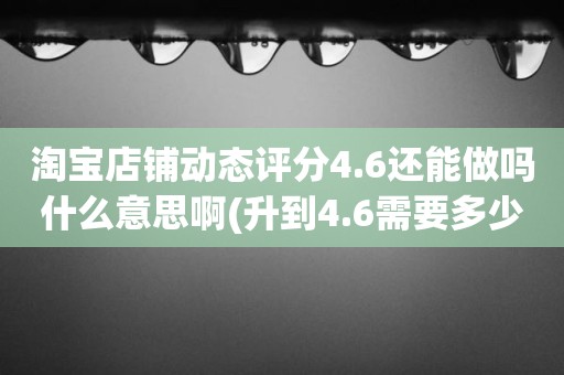 淘宝店铺动态评分4.6还能做吗什么意思啊(升到4.6需要多少个好评)
