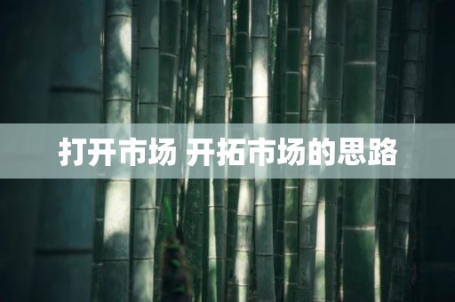 打开市场 开拓市场的思路