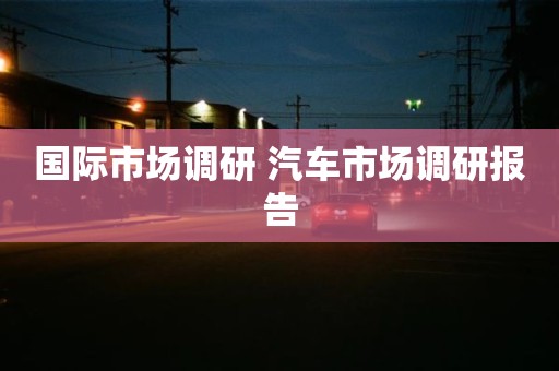 国际市场调研 汽车市场调研报告